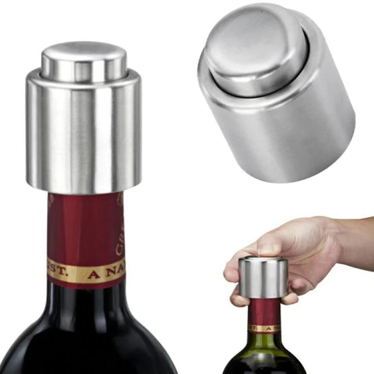 Silver Stainless Steel Wine Bottle Stopper and Pump