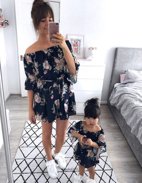 Load image into Gallery viewer, Digital Print Matching Family Dresses with Belt
