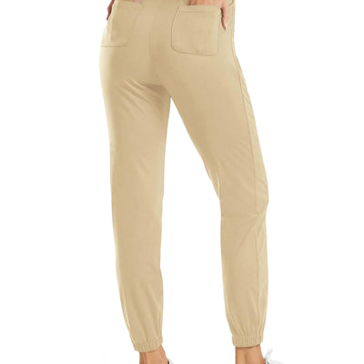 G4Free Womens Pants Stretch Golf Pants Travel Joggers 27" Lounge Pants(Light Khaki M 27")