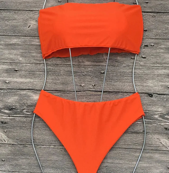 New Sexy Strapless High-Waisted Bikini Swimwear