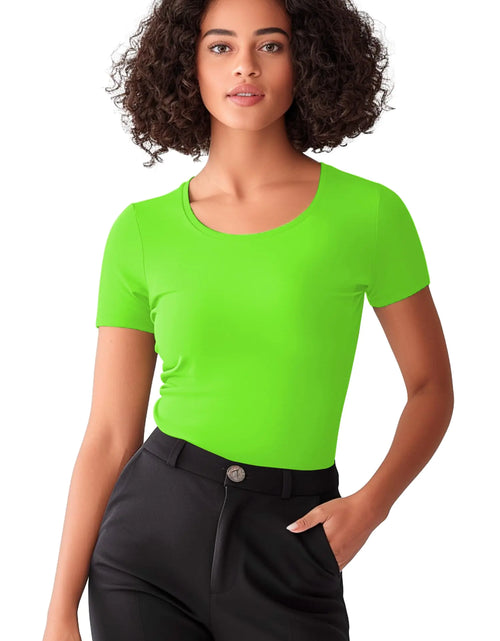 Charger l'image dans la visionneuse de galerie, T-shirt Femme Manches Courtes Coupe Slim (Vert fluo M)
