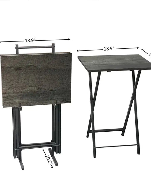 Charger l'image dans la visionneuse de galerie, Ensemble de 5 Tables d'appoint Pliantes pour Télévision, Table Basse Pliable, Table de Chevet, Table à Grignoter, Gain de Place, Gris
