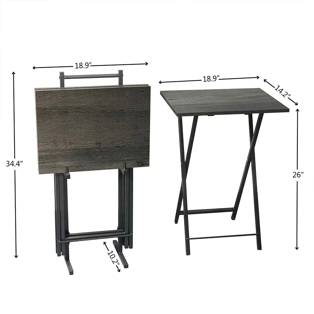 Ensemble de 5 Tables d'appoint Pliantes pour Télévision, Table Basse Pliable, Table de Chevet, Table à Grignoter, Gain de Place, Gris