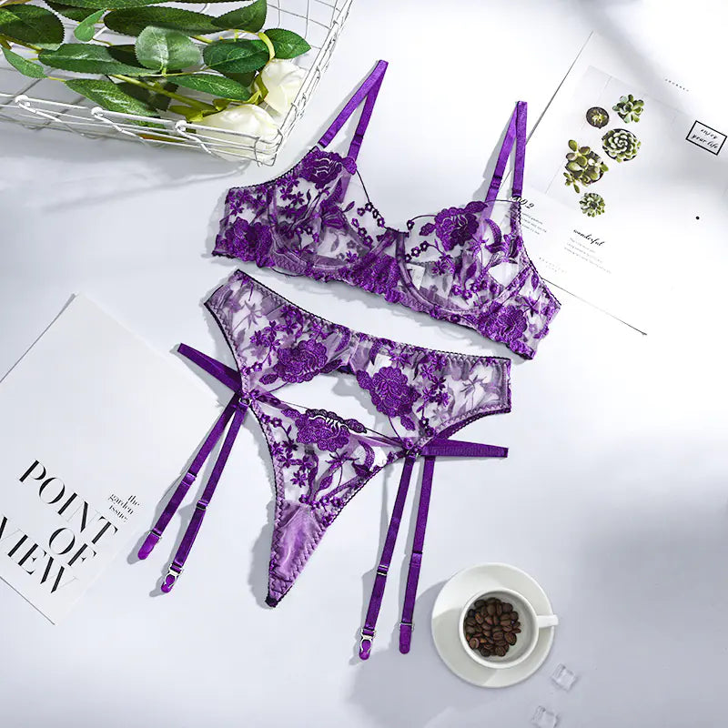 Conjunto de lencería de malla de encaje de verano para discotecas