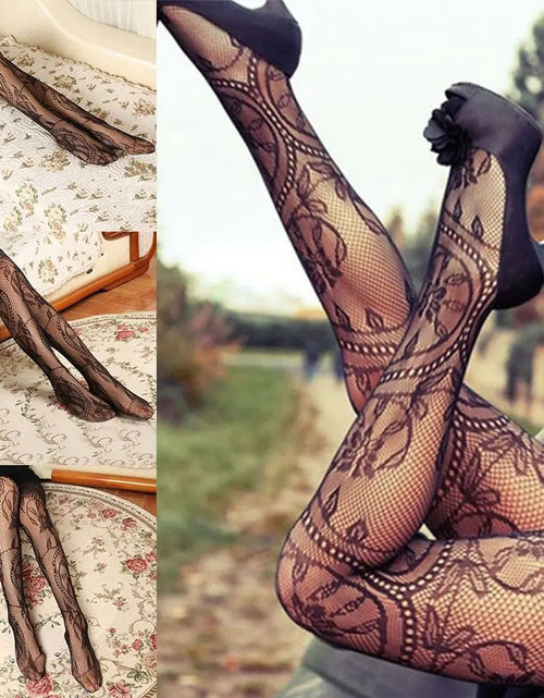 Load image into Gallery viewer, Fashionable Floral Patterned Sheer Stockings for Women
