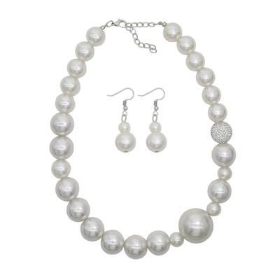 Collar de perlas gruesas para mujer, collar llamativo de perlas grandes, gargantilla de perlas de moda, conjunto de joyas de perlas bohemias (perlas grandes blancas)