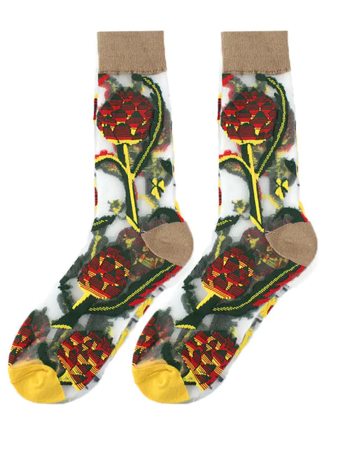 Load image into Gallery viewer, Fashionable Thin Mid Tube Flower Forest Glass Stockings
