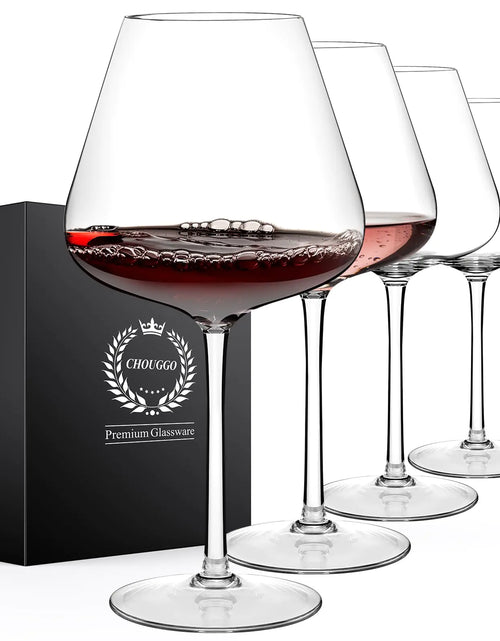 Load image into Gallery viewer, Chouggo Super Large 28Oz Wine Glasses Set of 4 Hand Blown Crystal Red Wine or White Wine Burgundy Glass Hand Crafted by Artisans - Gifts for Women Men Wedding Anniversary Christmas Birthday
