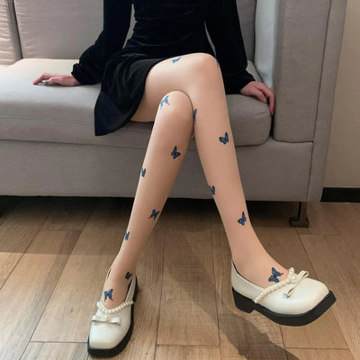 Collants Femme Nœud Papillon Bleu