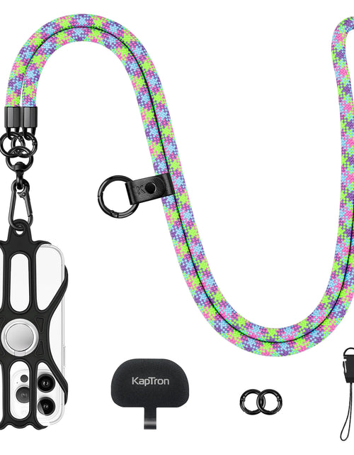 Cargar imagen en el visor de la galería, Kaptron Universal Cell Phone Lanyard: Cordón ajustable para teléfono móvil de cuerpo cruzado con soporte de silicona para teléfono y correas para teléfono
