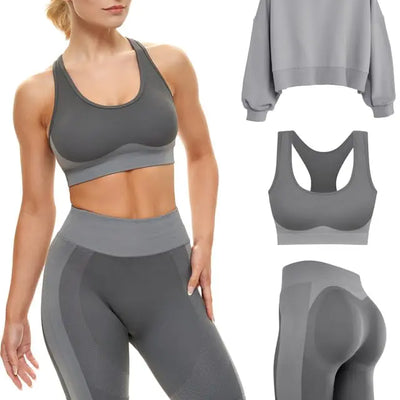 Gym Sets Women 2 Piece or 3 Matching Workout Set Women Shorts Bra Yoga Workout Outfit Fitness Exercise Clothes Running Set
