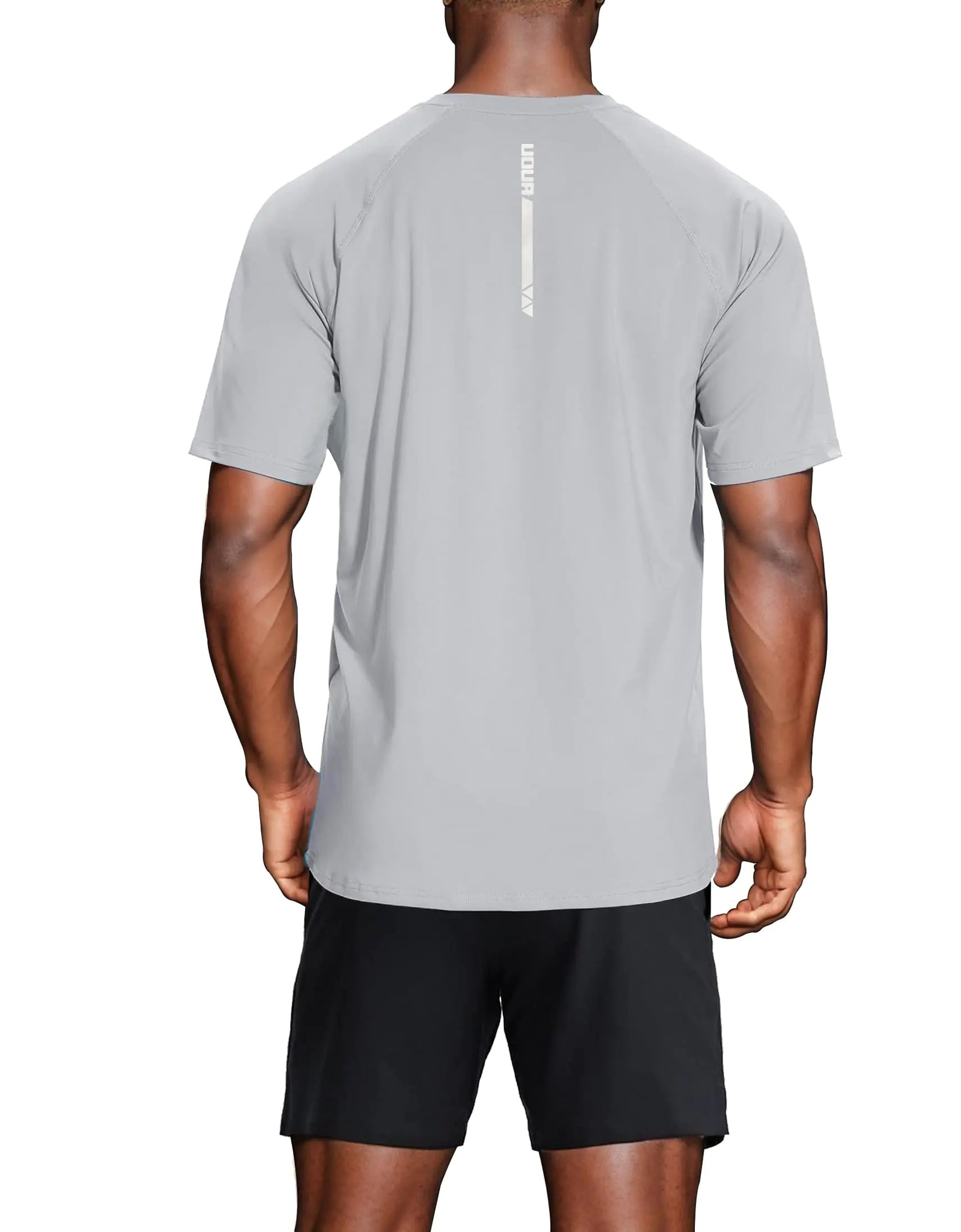 Mens Gym Clothes 2 Piece Workout Sets Outfits Short Sleeve Quick Dry UPF50+ Shirts & 7 inch Shorts for Swim Basketball Running Athletic Grey M