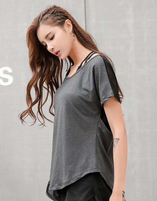 Load image into Gallery viewer, Summer Women&#39;s Mesh Patchwork Fitness Running T-shirts
