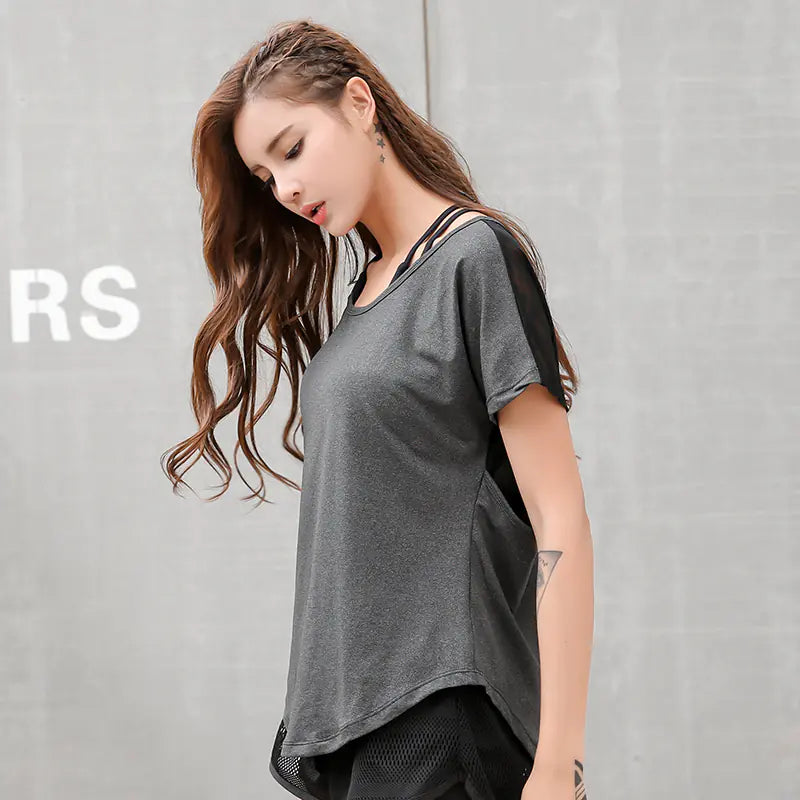 Summer Women's Mesh Patchwork Fitness Running T-shirts