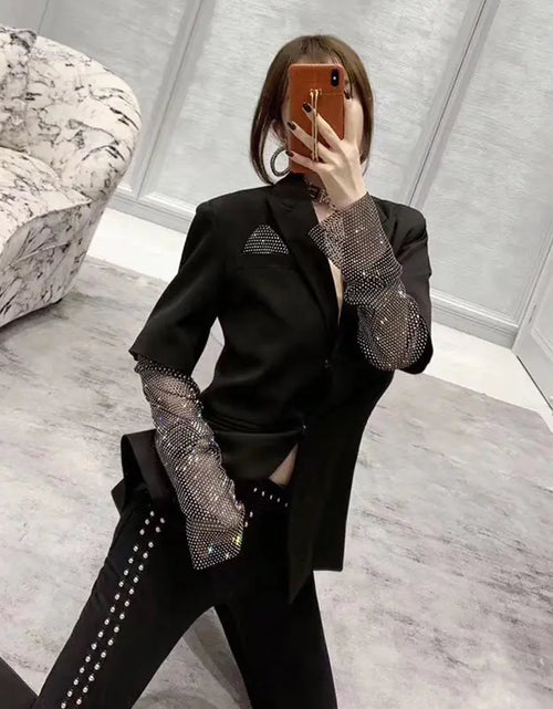 Load image into Gallery viewer, Rhinestone Patchwork Suit Jacket
