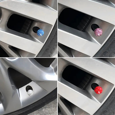 Diamond Crystal Tire Valve Caps - Car Accessories