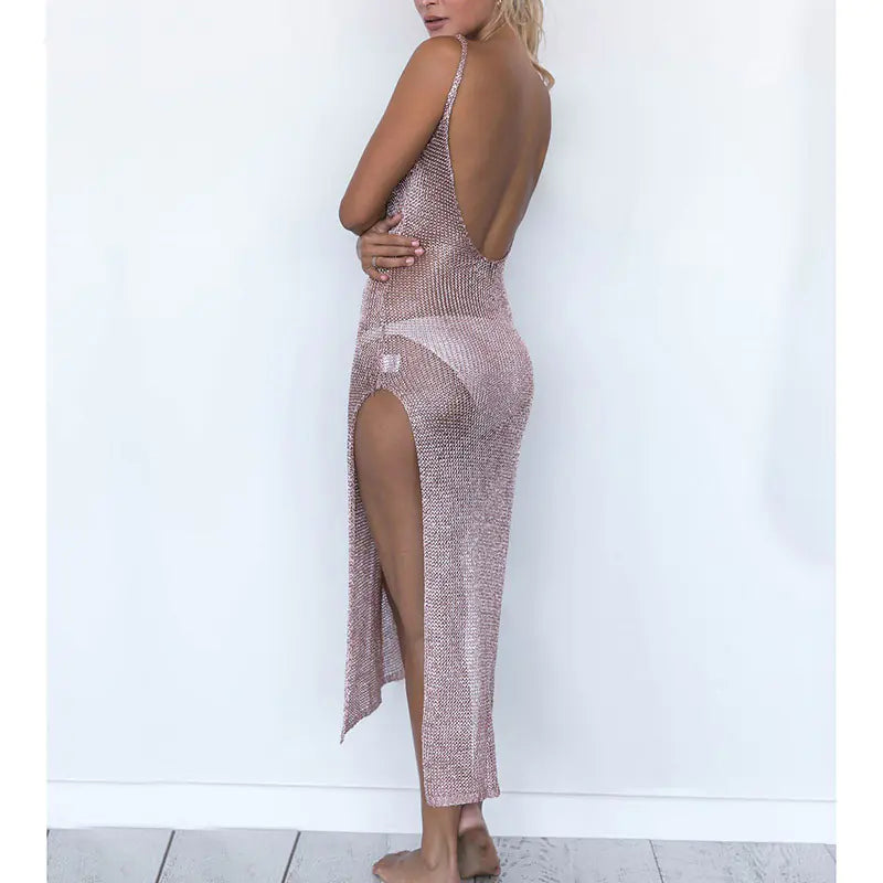 Knitted Hollow Cover-Up, Beach Vacation Swimwear