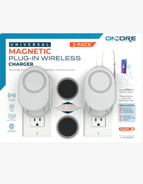 Load image into Gallery viewer, Magnetic Plug-in Wireless Charger - Cordless Charging Station with Fast Charge - Universal Phone Charger Pad for Qi Enabled Compatible w/iPhone 11 12 13 Pro &amp; Max Apple (2 Pack White)
