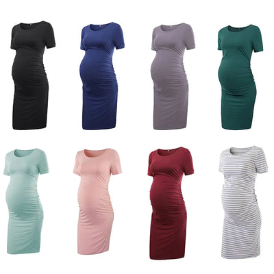 Women's Side Pleated Maternity Dresses Collection
