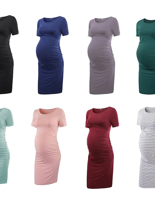 Load image into Gallery viewer, Women&#39;s Side Pleated Maternity Dresses Collection
