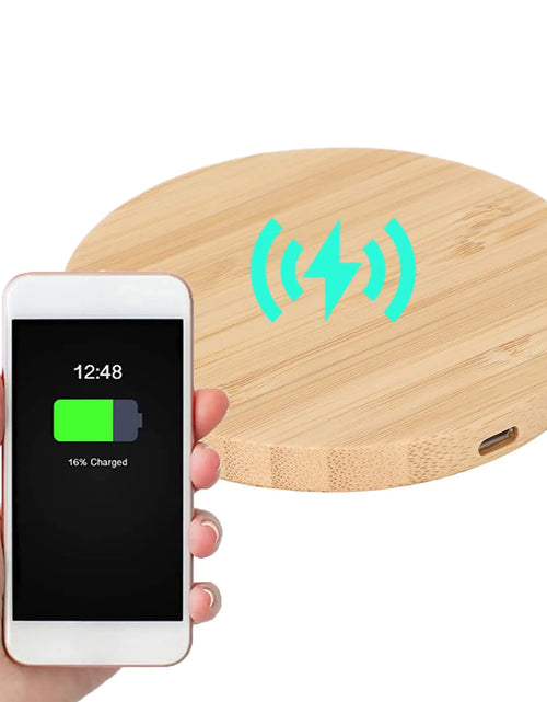 Load image into Gallery viewer, Wireless Charger Pad Bamboo Wood Cell Phone Wireless Chargers 10W Power Fast Charging Station with Charging Cable for Home Office for S8 for S8 Plus for S7 for S7 Edge for S6 etc
