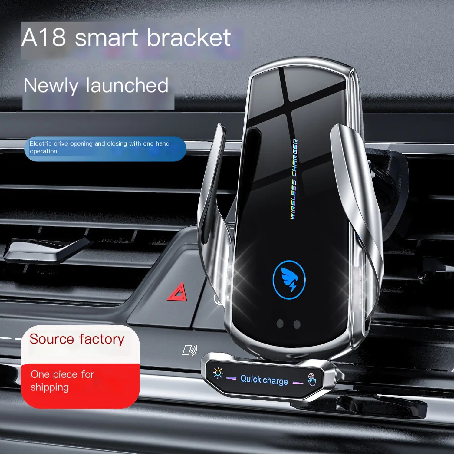A18 Car Mount Wireless Charger with Auto-Sensing Design