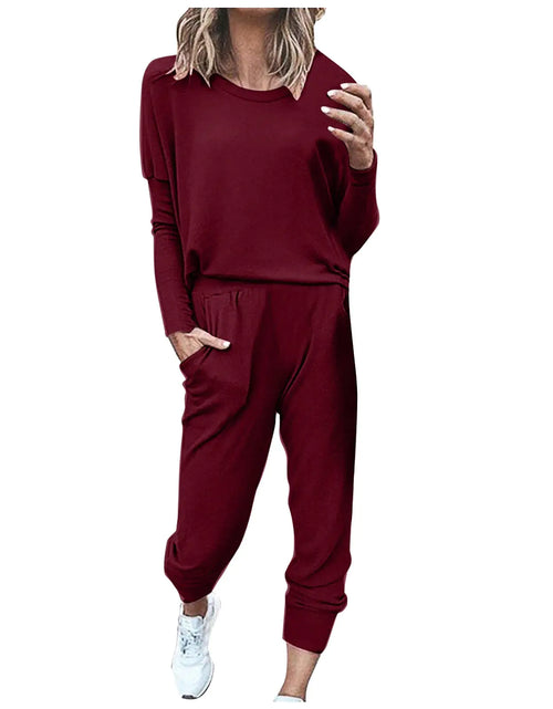 Load image into Gallery viewer, Womens Sweatsuits 2 Piece Set Casual Matching 2024 Travel Trendy Outfits Crewneck Sweatshirts Tracksuit Lounge Sets Warm Up Suits for Women 2 Pieces Order Wine
