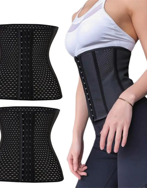 Load image into Gallery viewer, Eitonbu 2Pcs Womens Shapewear-Instantly Reduces Your Waist Size ，Giving You an Hourglass Figure，Waist Trainer Corset，Steel Boned Tummy Control Body Shaper with Adjustable Hooks，Black Corset（ M Size ）
