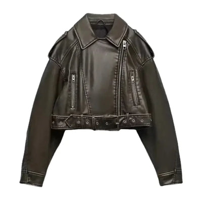 Washed Faux Leather Jacket