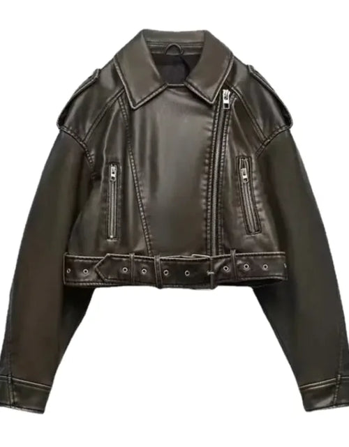 Load image into Gallery viewer, Washed Faux Leather Jacket

