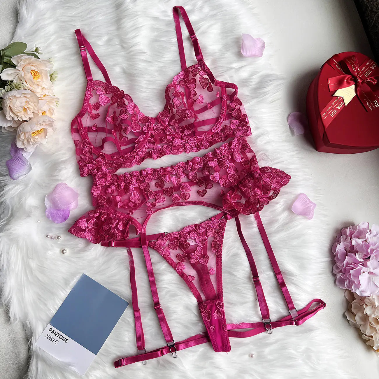 Ensemble de lingerie brodé DIER Love Heart