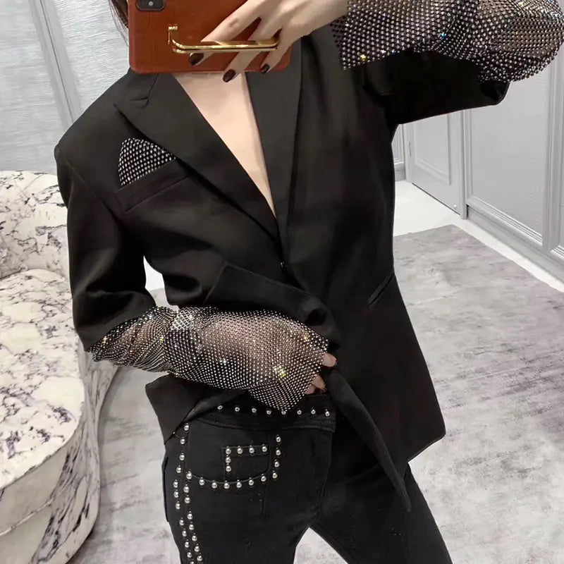 Rhinestone Patchwork Suit Jacket