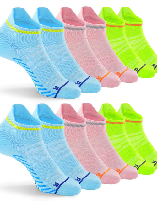 Charger l'image dans la visionneuse de galerie, YESGG Chaussettes de course pour femmes - Chaussettes de compression pour hommes Chaussettes de sport à la cheville pour femmes Chaussettes de randonnée à la cheville pour hommes Bleu Vert Rose S
