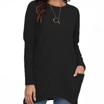 Poetsky Esoluna - Vestido tipo suéter para mujer, de manga larga, informal, para invierno, color negro, talla M