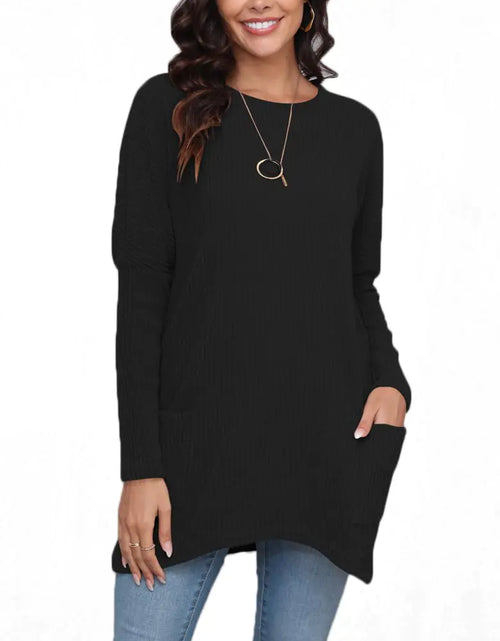Load image into Gallery viewer, Poetsky Esoluna Womens Pullover Sweaters Dress Long Sleeve Winter Casual Tops for Women Black M
