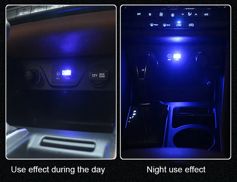 3x Mini Luz LED Azul USB Interior de Coche Lámpara de Ambiente Neón Accesorios