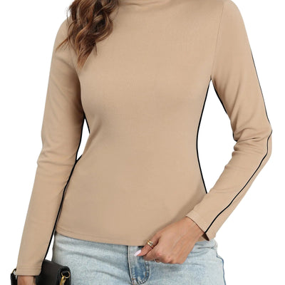 ZAFUL Womens Turtleneck Sweaters Casual Fall 2024 Lightweight Long Batwing Sleeve Pullover Sweaters Knit Tops Khaki