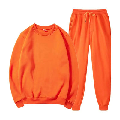 Sweatsuits For Men Workout Mens 2 Piece Crew Neck Tracksuit Set Jogging Suit Outfits Long Sleeve Sweatshirt and Sweatpants OrangeLarge