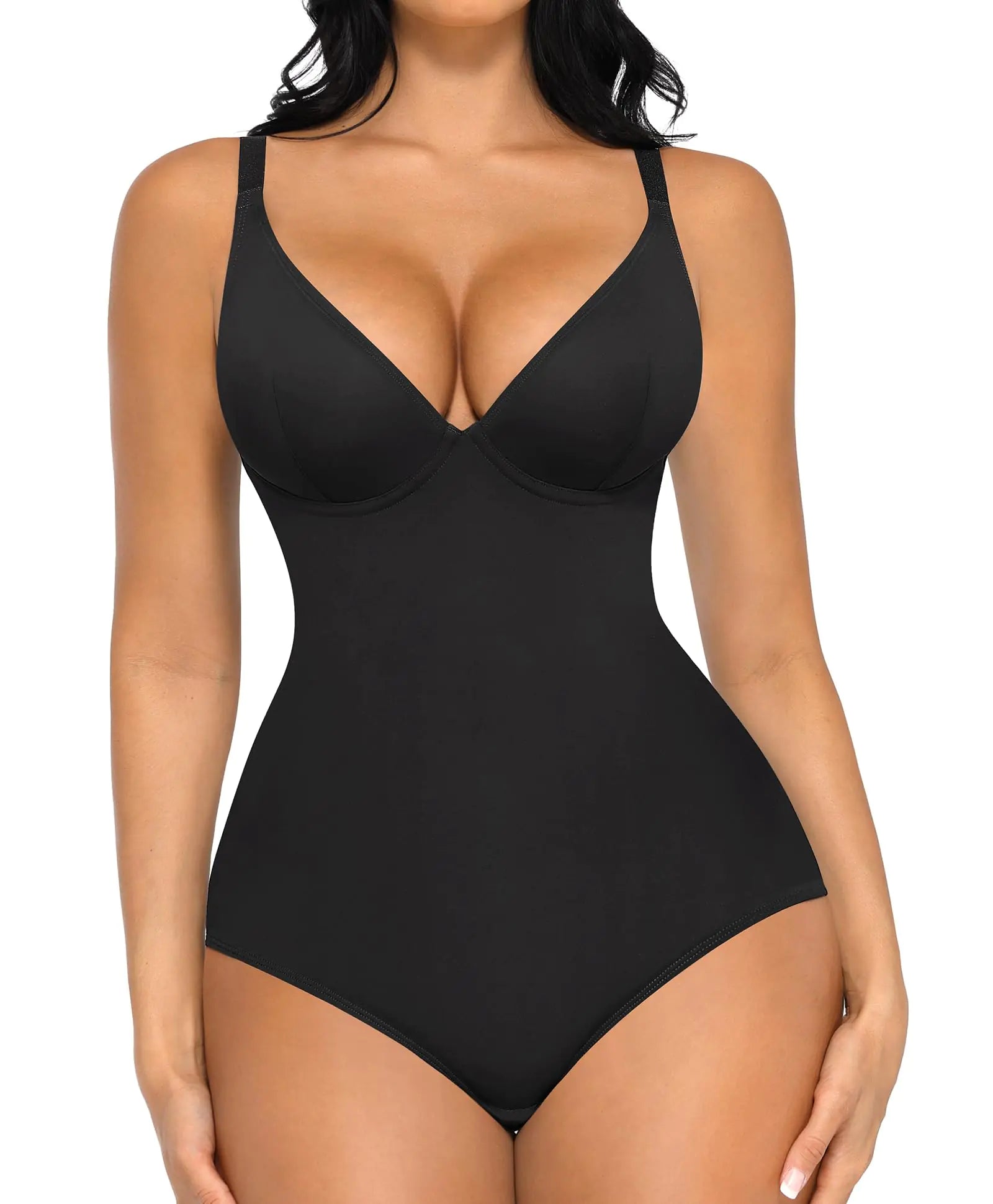 Body de faja FeelinGirl para mujer, control de abdomen, levantador de glúteos, braga, tops de body con cuello en V profundo