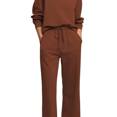 Cakulo Womens Sweatsuits 2 Piece Lounge Sets Fall Outfits Wide Leg Jogger Sweat Pants Loungewear Set Track Suits Brown XL