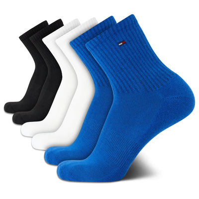 Tommy Hilfiger Mens Socks - Athletic Cushioned High Quarter Cut Socks (6 Pack) Size 7-12 Blue