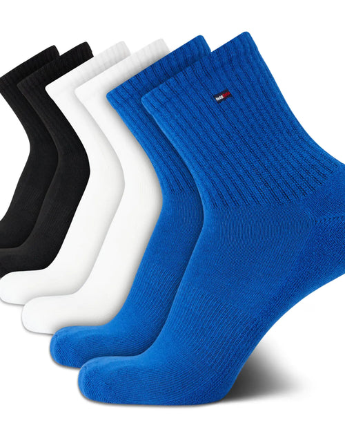 Load image into Gallery viewer, Tommy Hilfiger Mens Socks - Athletic Cushioned High Quarter Cut Socks (6 Pack) Size 7-12 Blue
