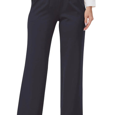 Wide Leg Yoga Dress Pants Women Stretchy Pleated Front High Rise Pants Woman Business Slacks Casual Lounge Work Office with Pockets 29" Grey XL