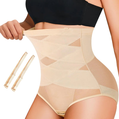 Bragas moldeadoras de talle alto BodyTune para mujer con tirantes - Beige XL