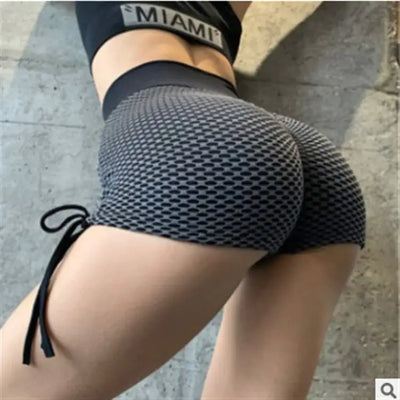 High-Waist Stretch Drawstring Running Leggings