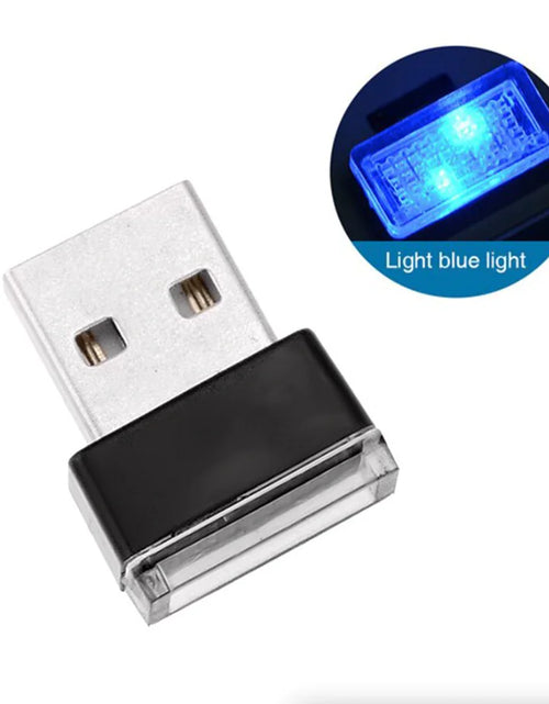 Cargar imagen en el visor de la galería, 3x Mini Luz LED Azul USB Interior de Coche Lámpara de Ambiente Neón Accesorios
