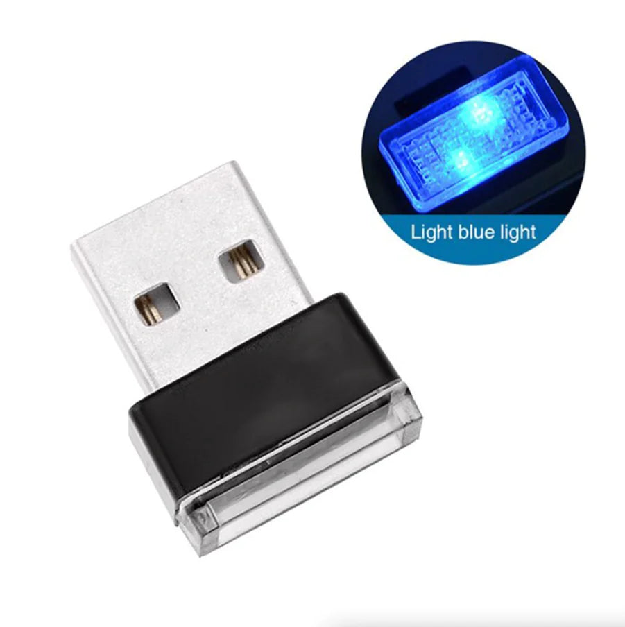 3x Mini Luz LED Azul USB Interior de Coche Lámpara de Ambiente Neón Accesorios
