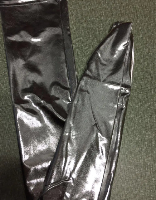 Load image into Gallery viewer, Black Leather Stretch Stockings for Show
