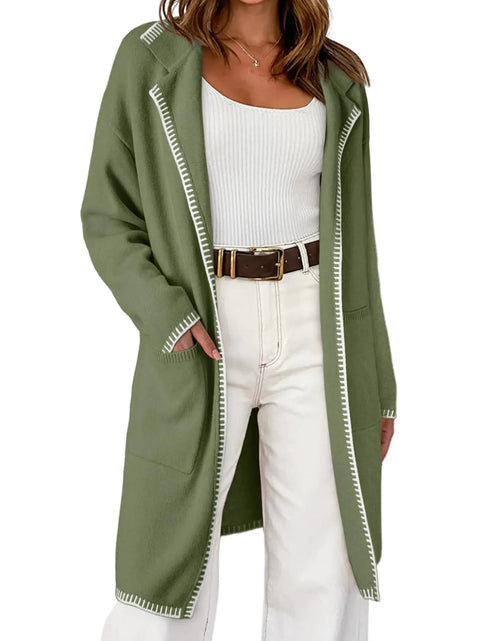 Charger l'image dans la visionneuse de galerie, Dokotoo Gilet en tricot pour femme, décontracté, ouvert sur le devant, long cardigan épais et surdimensionné, pulls longs, manteaux d'hiver et d'automne, vestes pour femme avec poches, cardigan vert pour femme XL
