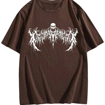 OYOANGLE Mens Summer Graphic Short Sleeve Crewneck T-Shirt Tee Shirts Coffee Brown Small